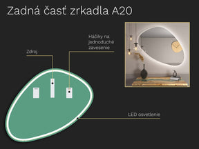 Organické LED zrkadlo s osvetlením A20 
